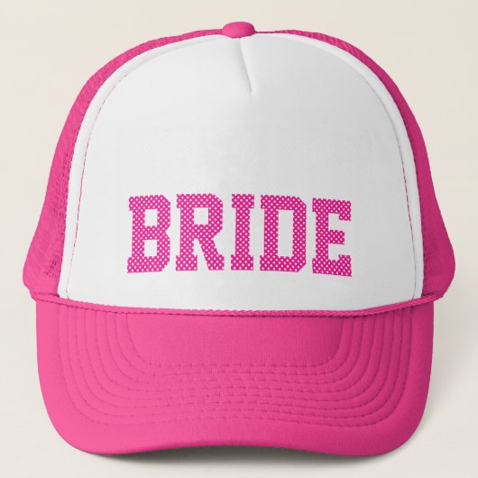 Diep Roze en Witte Stippen Bruid Trucker Pet (Voorkant)