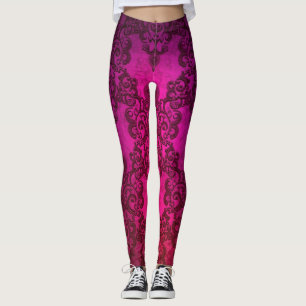 Diep Roze Fantasie Damast Boho Stijl Leggings