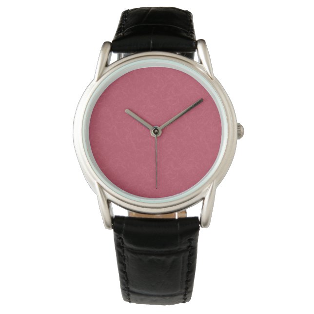 Diep roze  gestructureerd draaiend  patroon horloge (Voorkant)