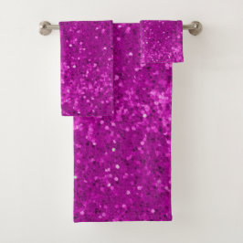Diep Roze Glam Nep Glitter Patroon Bad Handdoek