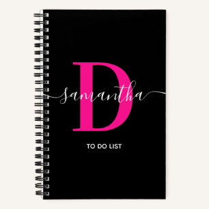 Diep Roze Handtekening Monogram Takenlijst Notitieboek