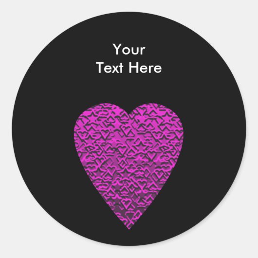 Diep roze hart. Gedatroonde hartontwerp. Ronde Sticker (Voorkant)