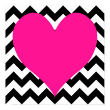 Diep roze hart op zwarte en witte zigzag
