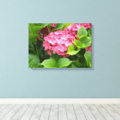 Diep Roze Hortensia Bloei Canvas Afdruk (Insitu (Houten vloer))