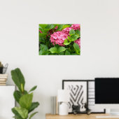 Diep Roze Hortensia Bloemen Poster (Thuiskantoor)