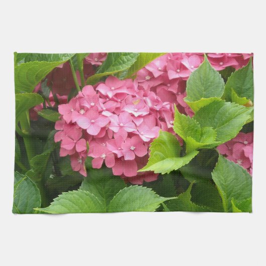 Diep Roze Hortensia's Theedoek (Horizontaal)
