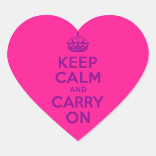 Diep Roze Keep Calm and Carry On Hart Sticker