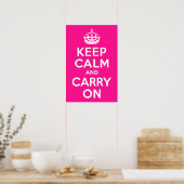 Diep Roze Keep Calm and Carry On Poster (Keuken)