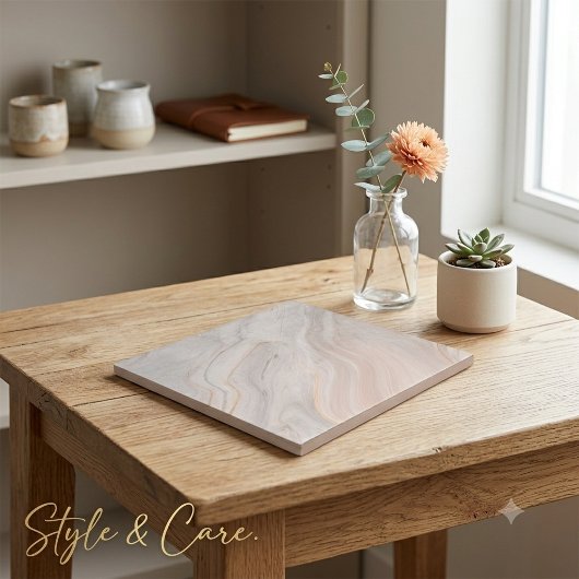 Diep Roze Marmer Afwerking Decorative 4.25" Vierka Tegeltje