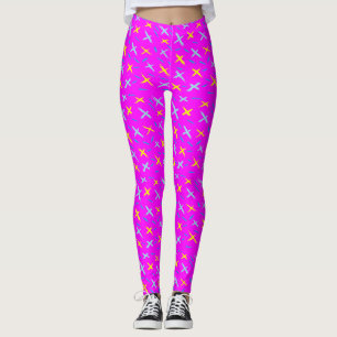 Diep roze met kleine kusvormen in vele kleuren leggings