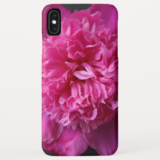 Diep roze pioen op zwarte iPhone / iPad hoes (Achterkant)