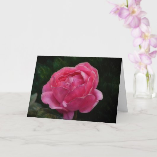 Diep Roze Roos Bloem Kunst Notitiekaart (Orchidee)