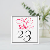 Diep Roze Roze Krullende Script Tafelnummer (Staand voorkant)