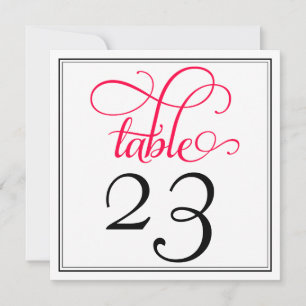 Diep Roze Roze Krullende Script Tafelnummer