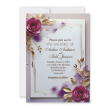 Diep roze rozen gouden blad gouden lijst bruiloft