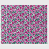 Diep roze rozenpatroon cadeaupapier (Vlak)