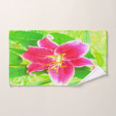  Diep Roze Stargazer Lily op Lime Green Bad Handdoek (Handdoek)