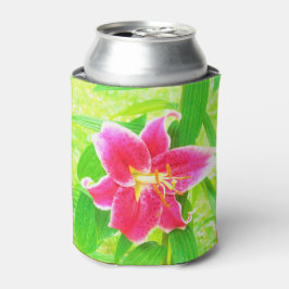  Diep Roze Stargazer Lily op Lime Green Blikjeskoeler