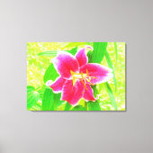Diep Roze Stargazer Lily op Lime Green Canvas Afdruk (Voorkant)
