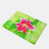  Diep Roze Stargazer Lily op Lime Green Deurmat (Schuin)