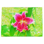  Diep Roze Stargazer Lily op Lime Green Groot Cadeauzakje (Voorkant)