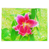  Diep Roze Stargazer Lily op Lime Green Groot Cadeauzakje (Achterkant)