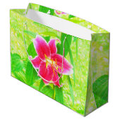  Diep Roze Stargazer Lily op Lime Green Groot Cadeauzakje (Achterkant Gekanteld)