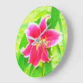  Diep Roze Stargazer Lily op Lime Green Grote Klok (Hoek)
