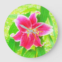  Diep Roze Stargazer Lily op Lime Green Grote Klok
