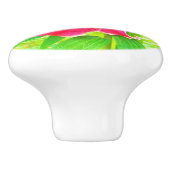  Diep Roze Stargazer Lily op Lime Green Keramische Knop (Zijkant)