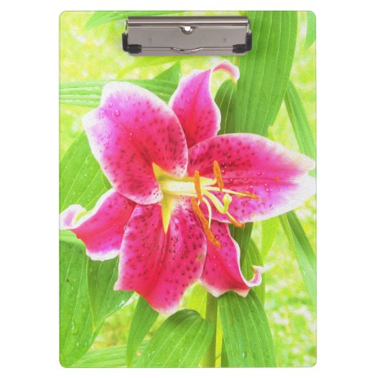  Diep Roze Stargazer Lily op Lime Green Klembord (Voorkant)