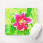  Diep Roze Stargazer Lily op Lime Green Muismat (Met muis)