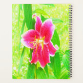  Diep Roze Stargazer Lily op Lime Green Planner (Achterkant)