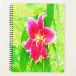  Diep Roze Stargazer Lily op Lime Green Planner