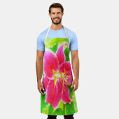  Diep Roze Stargazer Lily op Lime Green Schort (Gedragen)