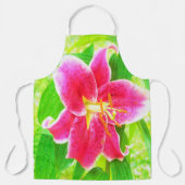  Diep Roze Stargazer Lily op Lime Green Schort (Voorkant)