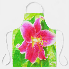Diep Roze Stargazer Lily op Lime Green Schort