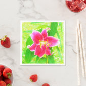  Diep Roze Stargazer Lily op Lime Green Servet (Insitu)
