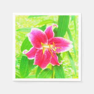  Diep Roze Stargazer Lily op Lime Green Servet