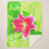  Diep Roze Stargazer Lily op Lime Green Sherpa Deken (Voorkant)