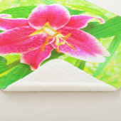  Diep Roze Stargazer Lily op Lime Green Sherpa Deken (3/4)