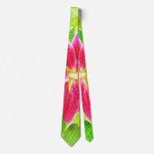 Diep Roze Stargazer Lily op Lime Green Stropdas (Voorkant)