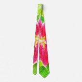 Diep Roze Stargazer Lily op Lime Green Stropdas (Achterkant)