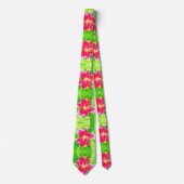 Diep Roze Stargazer Lily op Lime Green Stropdas (Voorkant)