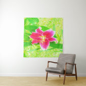  Diep Roze Stargazer Lily op Lime Green Wandkleed (In Situ (horizontaal))
