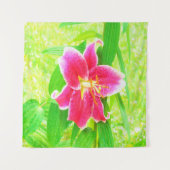  Diep Roze Stargazer Lily op Lime Green Wandkleed (Voorkant)