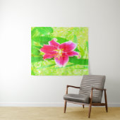  Diep Roze Stargazer Lily op Lime Green Wandkleed (In Situ (horizontaal))