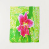  Diep Roze Stargazer Lily op Lime Green Wandkleed (Voorkant)