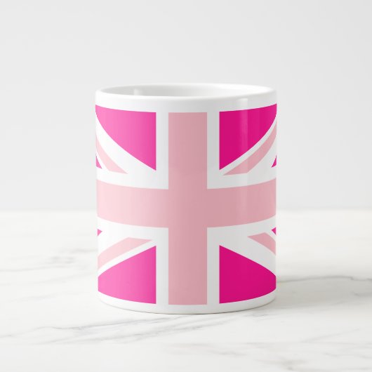 Diep roze Union Jack Grote Koffiekop (Voorkant)