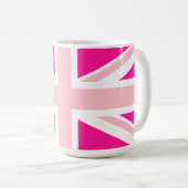 Diep Roze Union Jack Koffiemok (Voorkant rechts)
